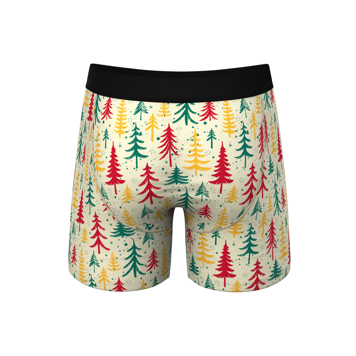The Pine Tree Playboy | Retro Christmas Trees Ball Hammock® Pouch Underwear With Fly - Shinesty