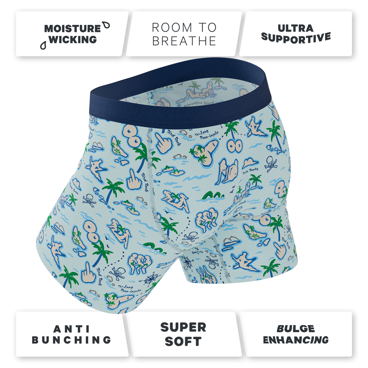 The Pirate's Booty | Naughty Map Ball Hammock® Pouch Underwear With Fly - Shinesty