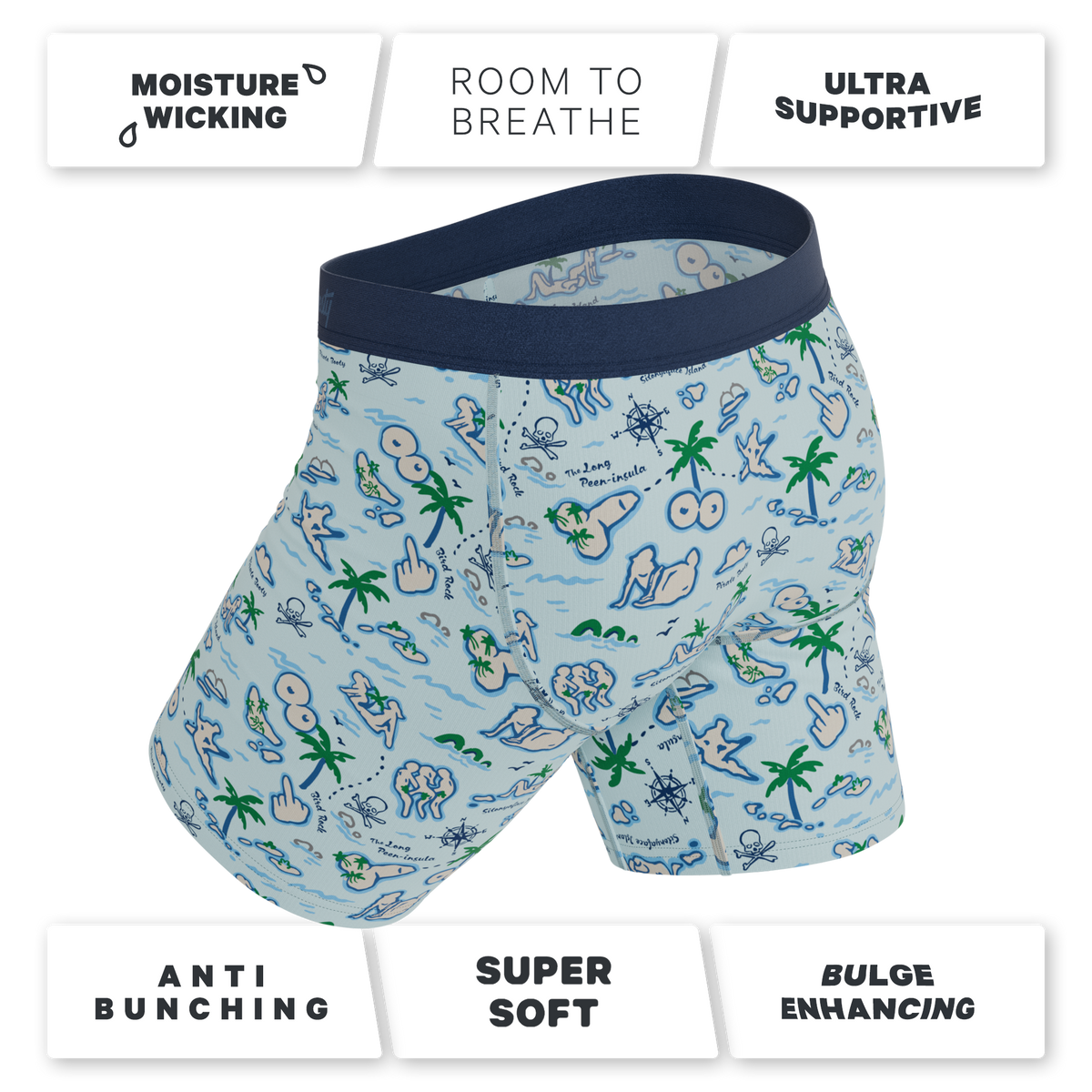 The Pirate's Booty | Naughty Map Ball Hammock® Boxer - Long Leg - Shinesty