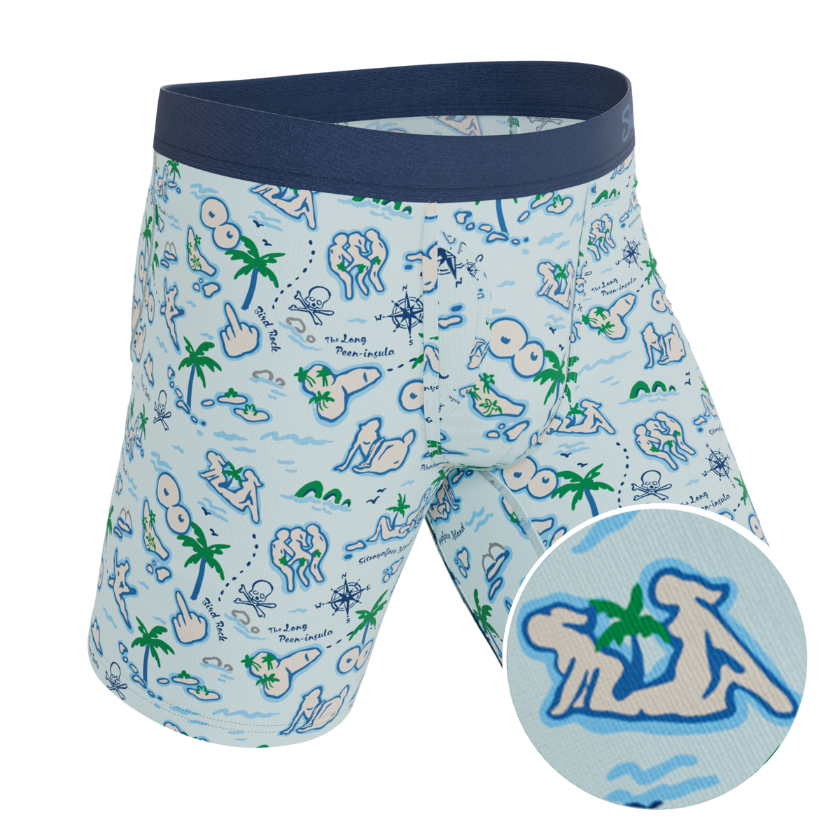 The Pirate's Booty | Naughty Map Ball Hammock® Boxer - Long Leg - Shinesty