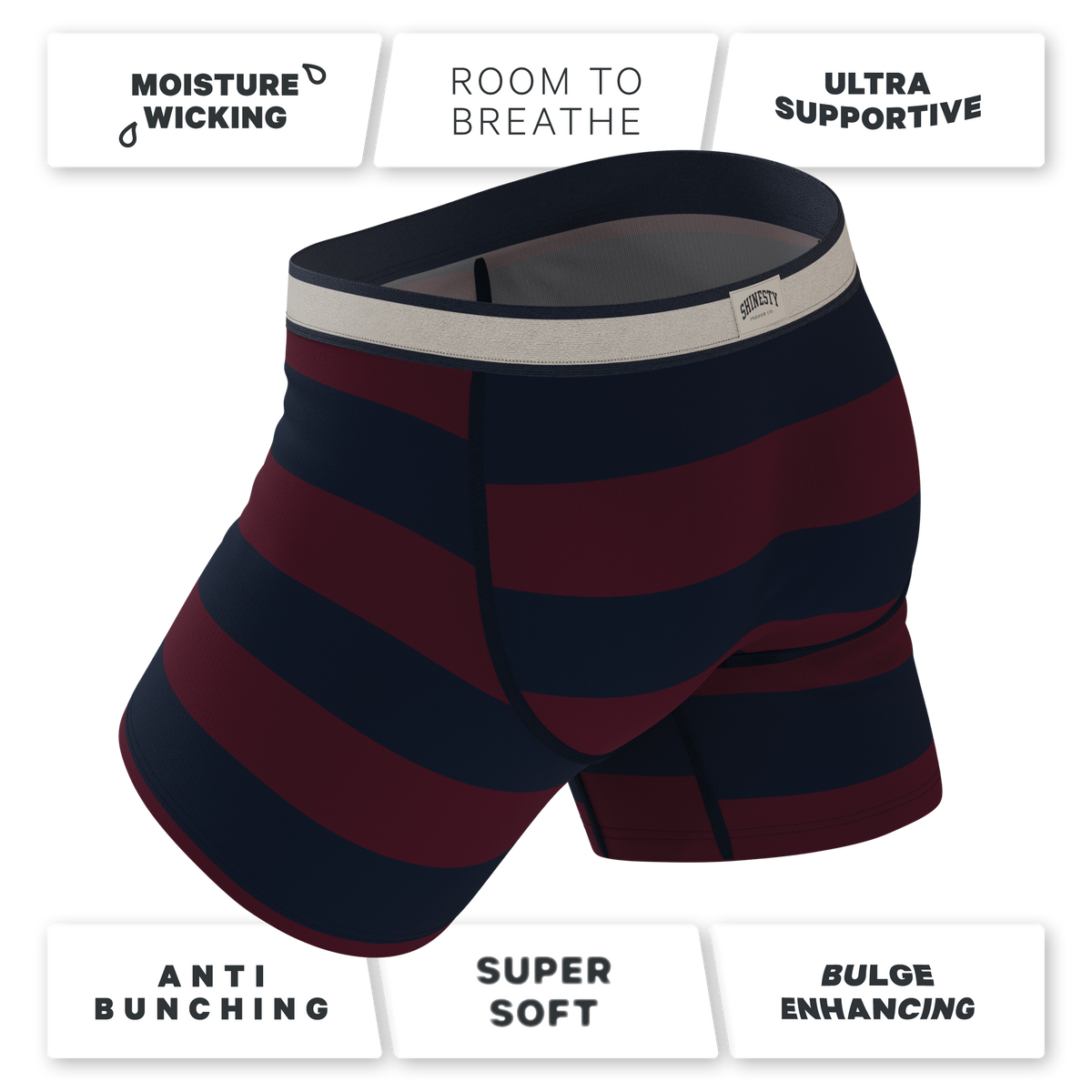 The Pitch | Rugby Stripe Ball Hammock® Pouch Underwear With Fly - Shinesty