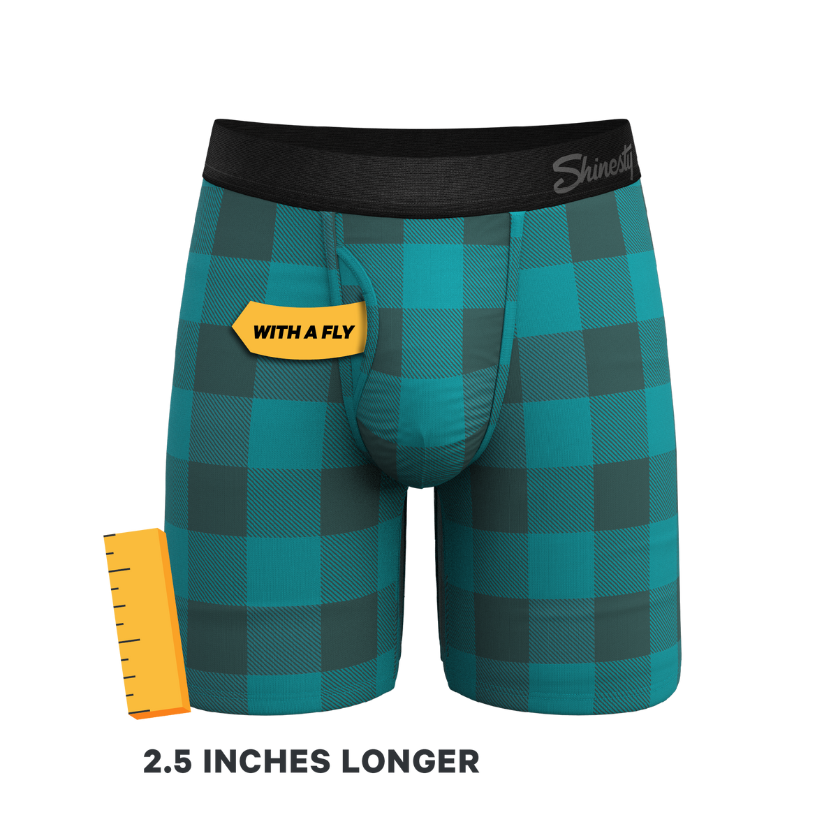 The Plaid And Simple | Green Buffalo Check Ball Hammock® Boxer - Long Leg - Shinesty