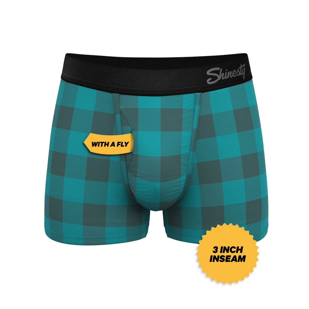 The Plaid And Simple | Green Buffalo Check Ball Hammock® Pouch Trunks Underwear - Shinesty