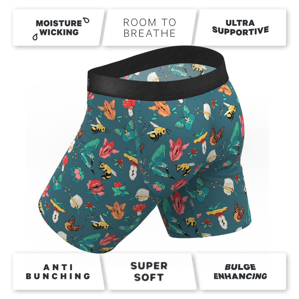 The Pollination Station | Birds and Bees Ball Hammock® Boxer - Long Leg - Shinesty