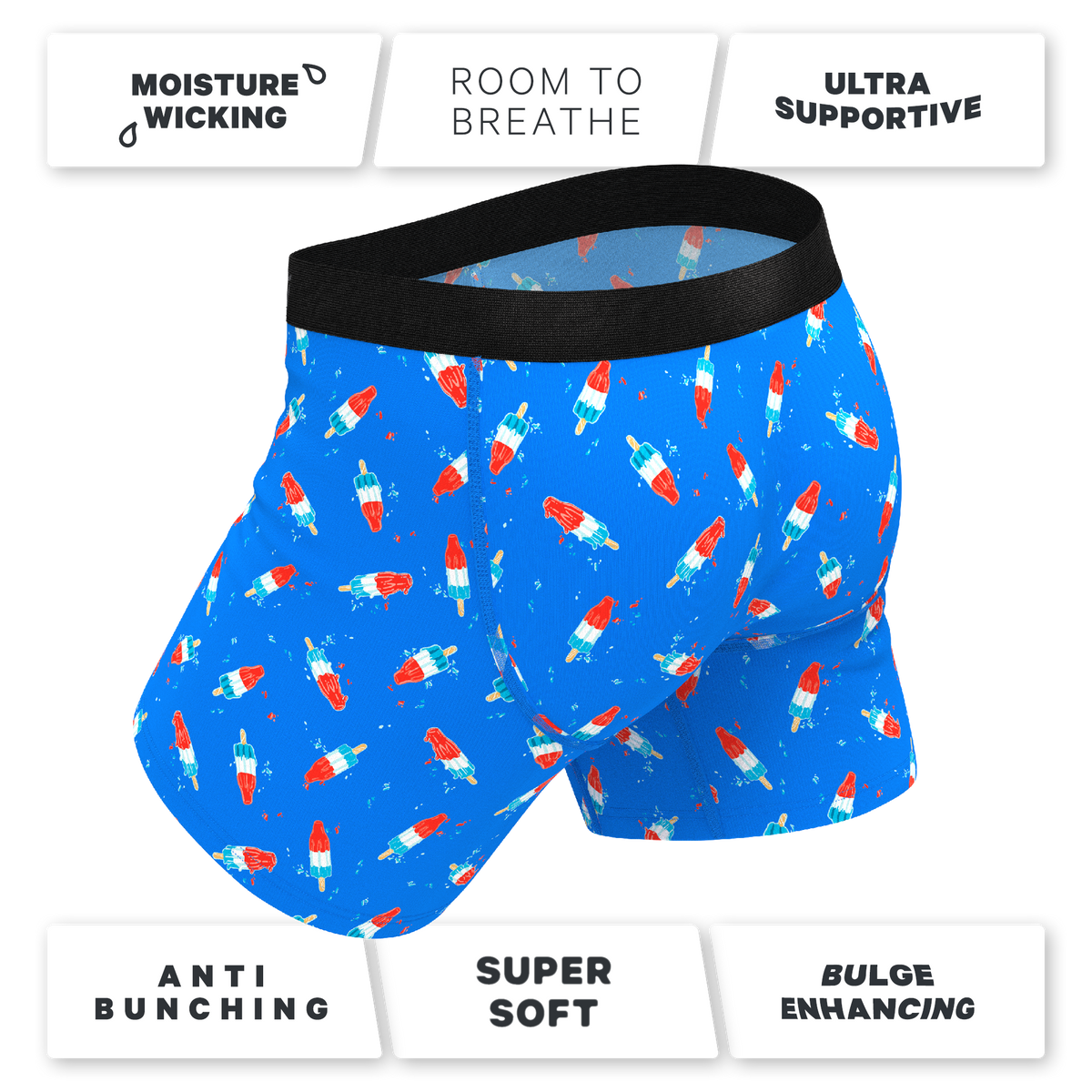 The Popsicle Stick Apex | USA Popsicle Ball Hammock® Pouch Underwear With Fly - Shinesty