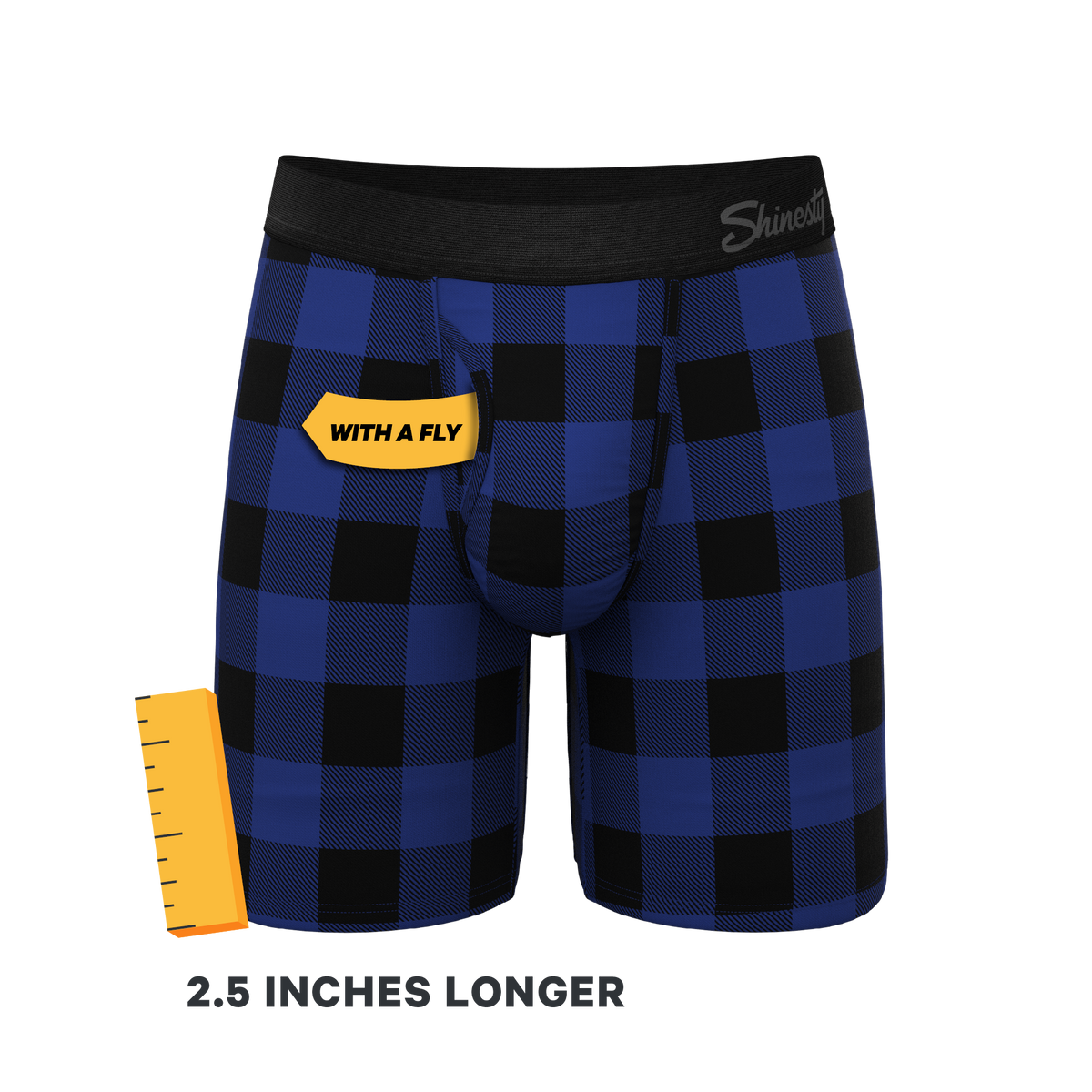 The Precious Plums | Blue Plaid Ball Hammock® Boxer - Long Leg - Shinesty