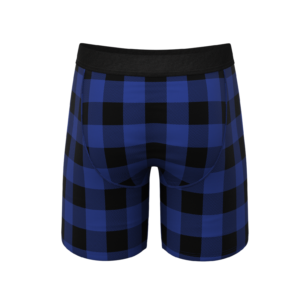 The Precious Plums | Blue Plaid Ball Hammock® Boxer - Long Leg - Shinesty