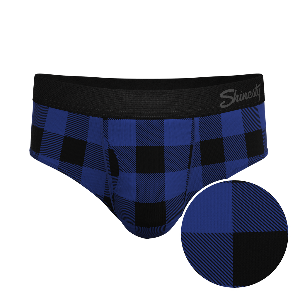 The Precious Plums | Blue Plaid Ball Hammock® Pouch Underwear Briefs - Shinesty