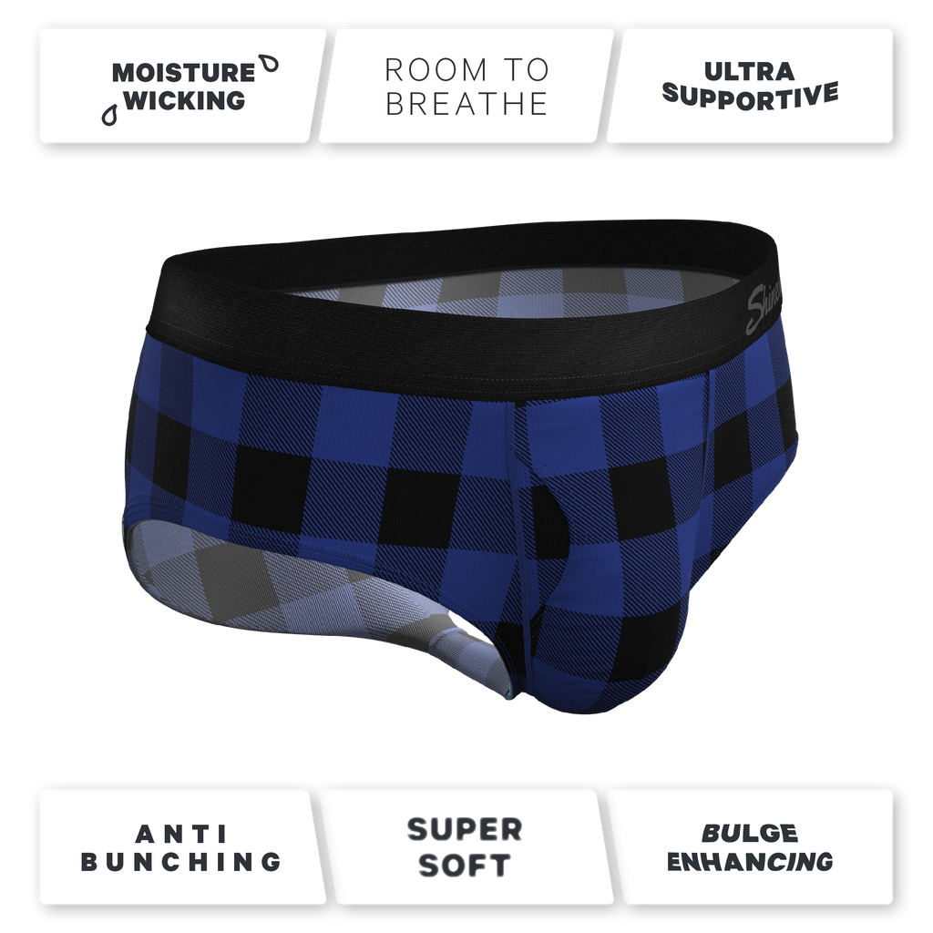 The Precious Plums | Blue Plaid Ball Hammock® Pouch Underwear Briefs - Shinesty