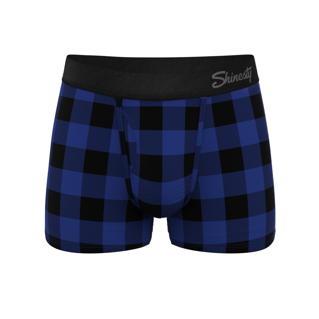 The Precious Plums | Blue Plaid Ball Hammock® Pouch Trunks Underwear - Shinesty