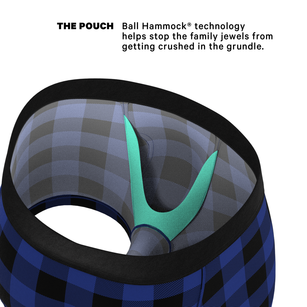 The Precious Plums | Blue Plaid Ball Hammock® Pouch Trunks Underwear - Shinesty
