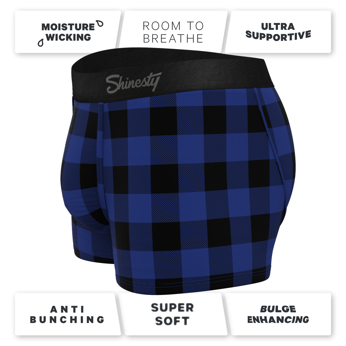 The Precious Plums | Blue Plaid Ball Hammock® Pouch Trunks Underwear - Shinesty