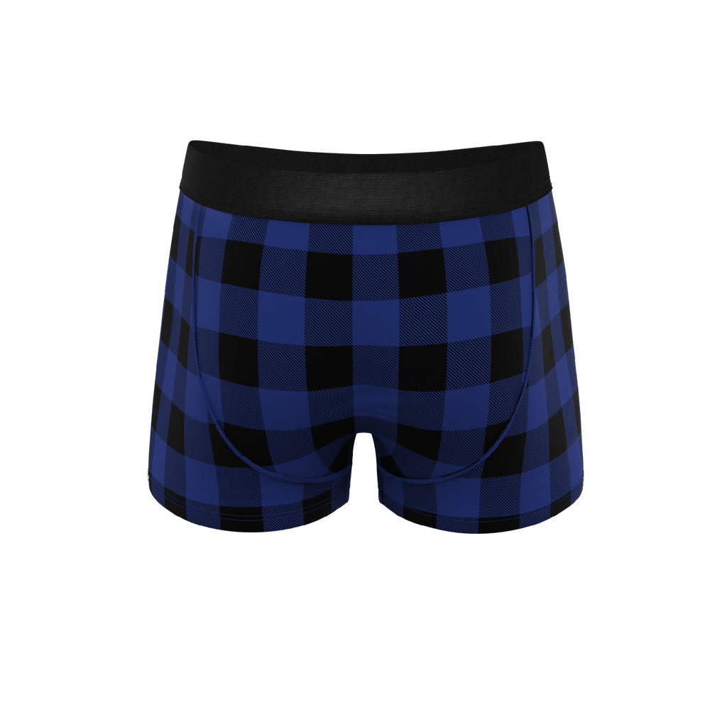 The Precious Plums | Blue Plaid Ball Hammock® Pouch Trunks Underwear - Shinesty