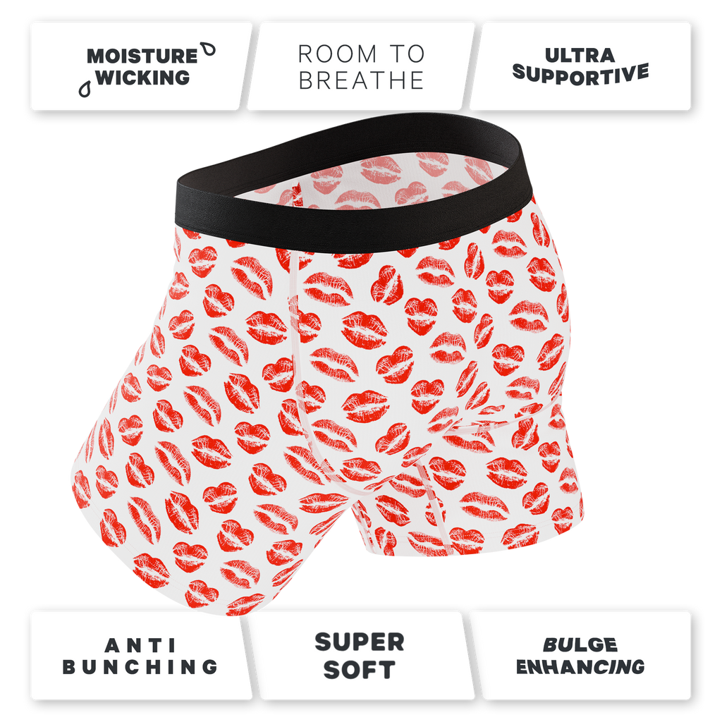 The Pucker Up | Lipstick Kiss Ball Hammock® Pouch Underwear With Fly - Shinesty