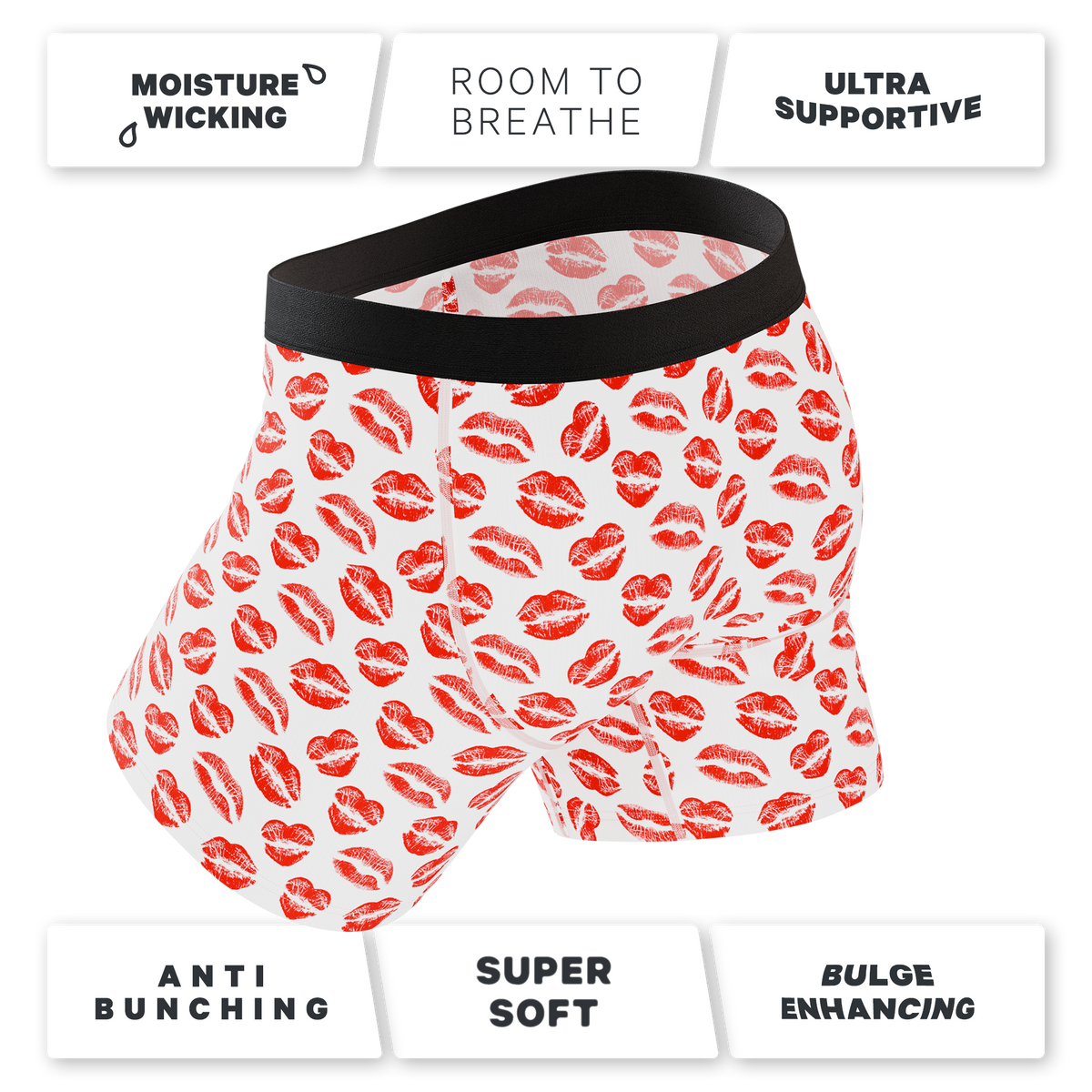 The Pucker Up | Lipstick Kiss Ball Hammock® Pouch Underwear With Fly - Shinesty