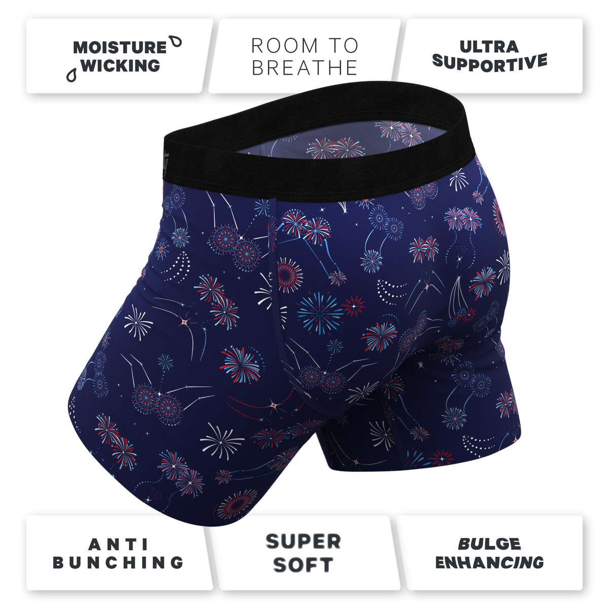 The Pyrotecnips | Naughty Fireworks Ball Hammock® Pouch Underwear With Fly - Shinesty
