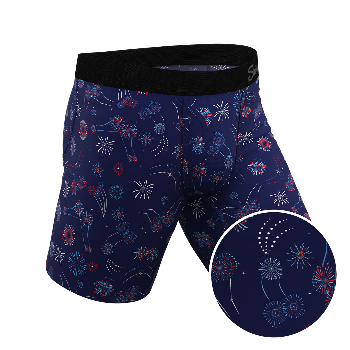 The Pyrotecnips | Naughty Fireworks Ball Hammock® Boxer - Long Leg - Shinesty