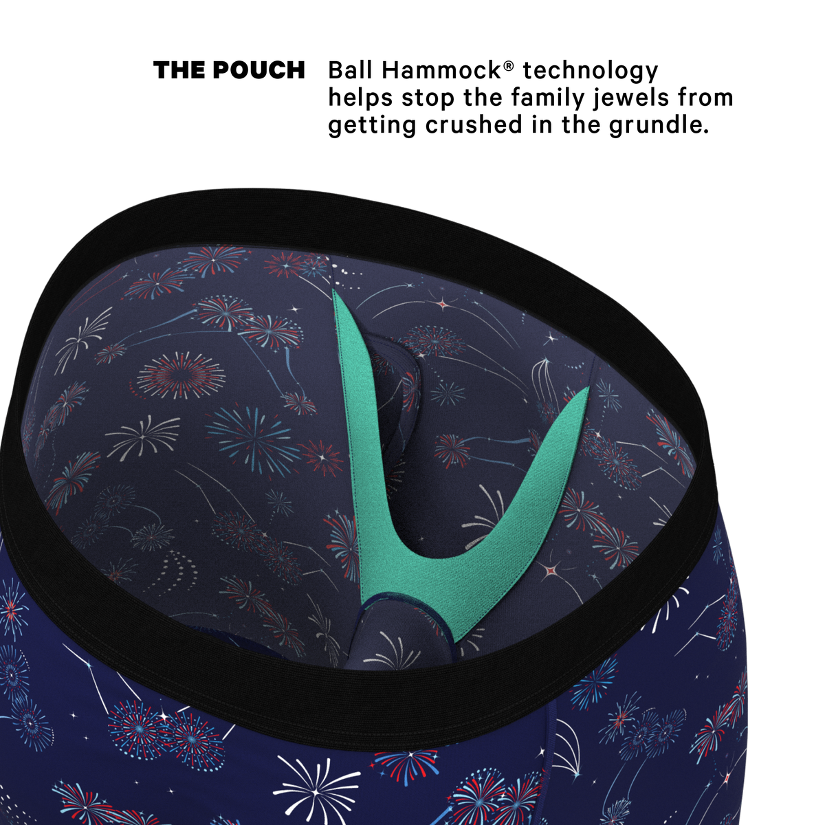 The Pyrotecnips | Naughty Fireworks Ball Hammock® Boxer - Long Leg - Shinesty
