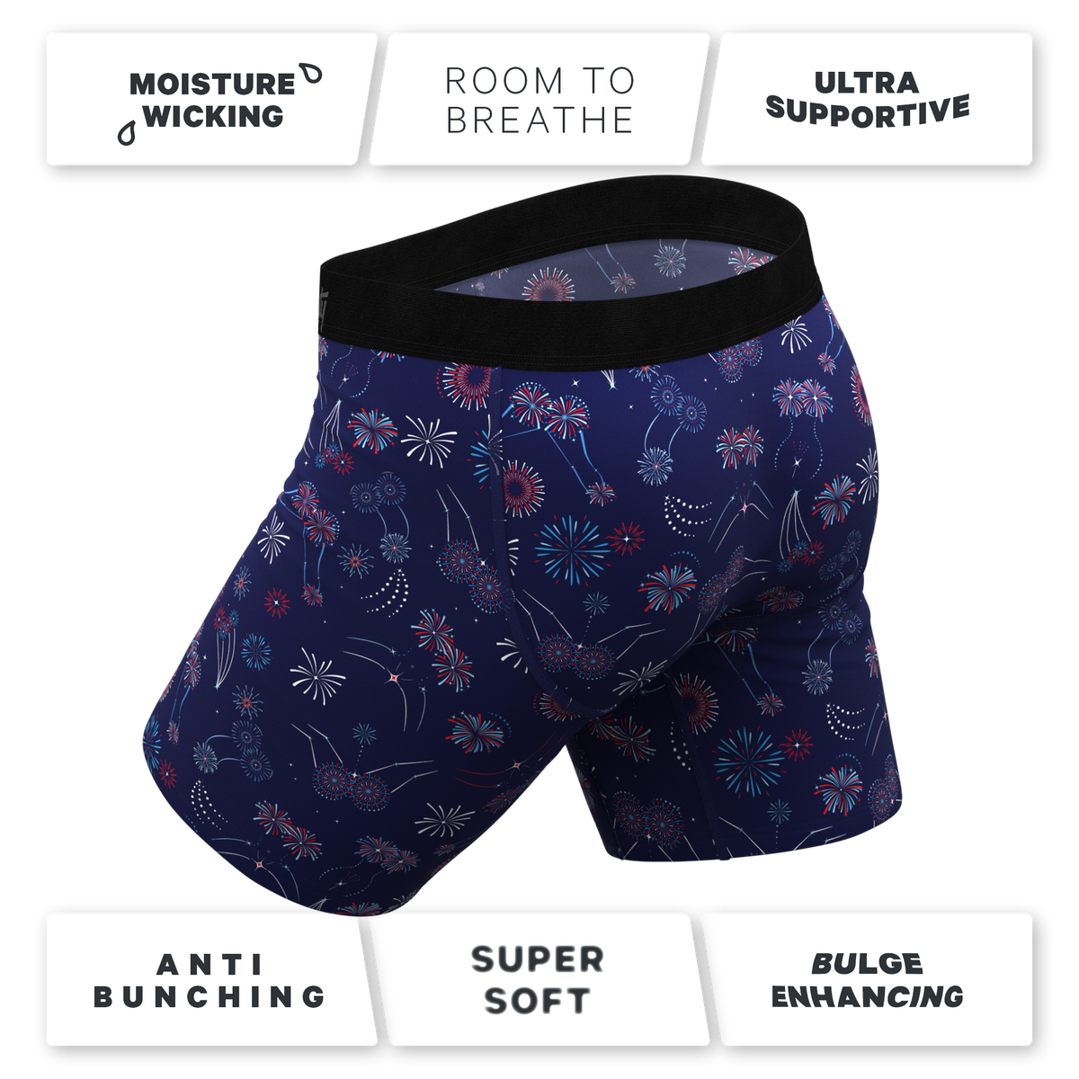 The Pyrotecnips | Naughty Fireworks Ball Hammock® Boxer - Long Leg - Shinesty