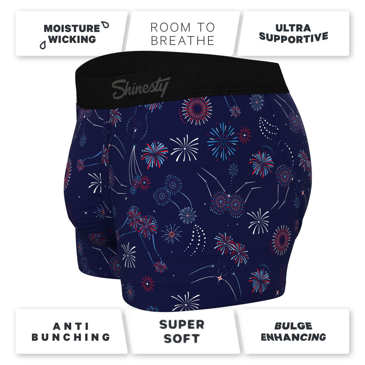 The Pyrotecnips | Naughty Fireworks Ball Hammock® Pouch Trunks Underwear - Shinesty
