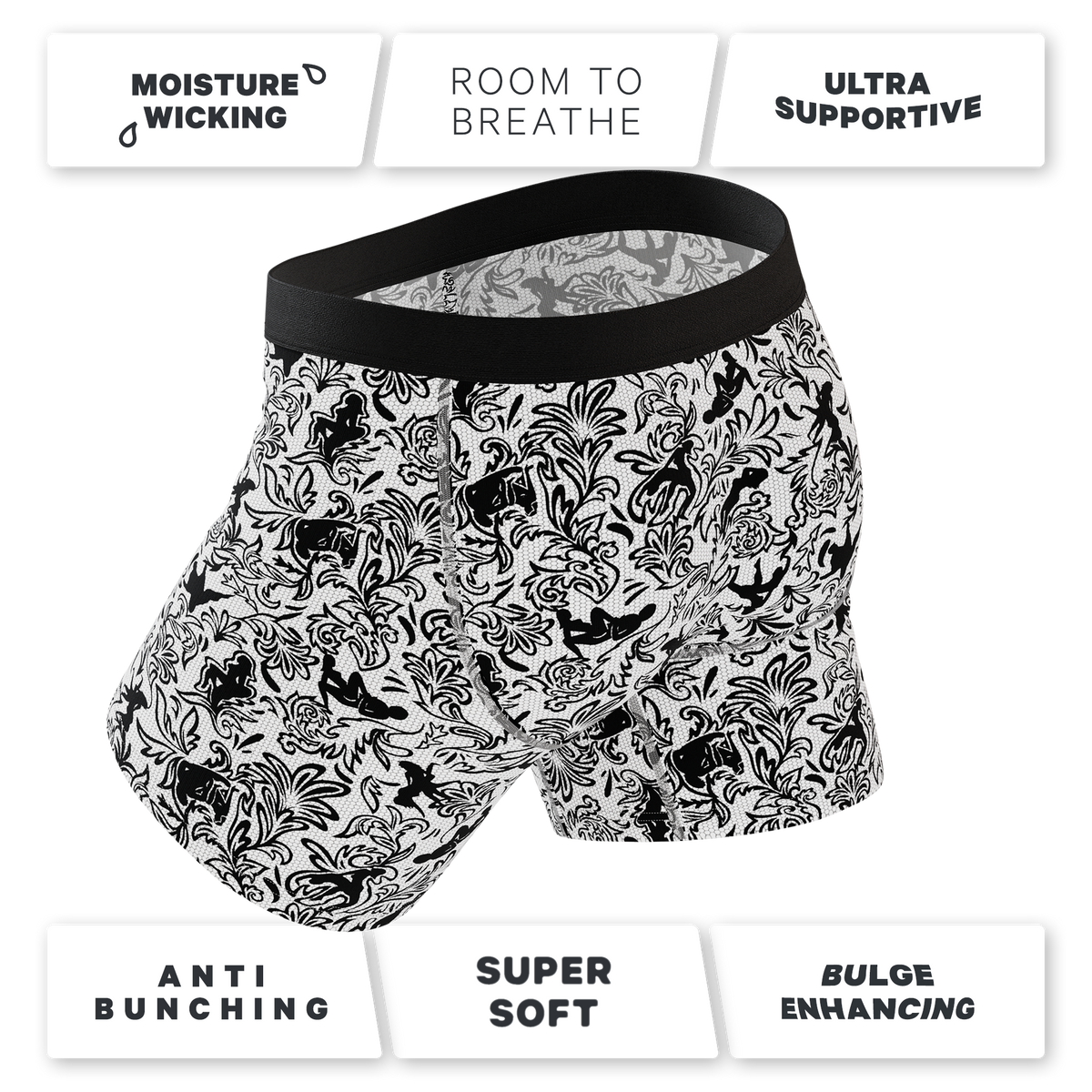 The Racy & Lacy | Provocative Lace Print Ball Hammock® Pouch Underwear With Fly - Shinesty