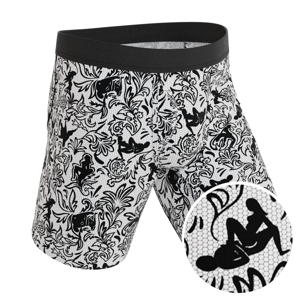 The Racy & Lacy | Provocative Lace Print Ball Hammock® Boxer - Long Leg - Shinesty