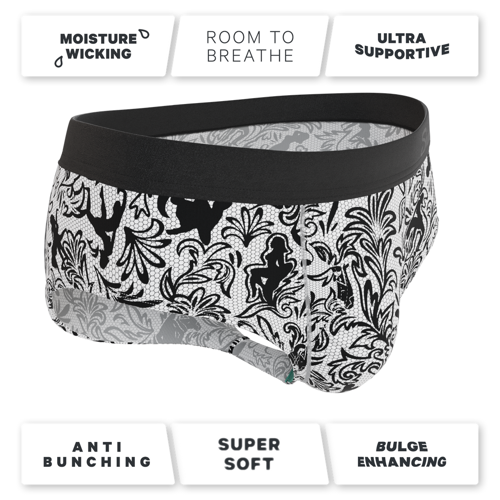 The Racy & Lacy | Provocative Lace Print Ball Hammock® Pouch Underwear Briefs - Shinesty