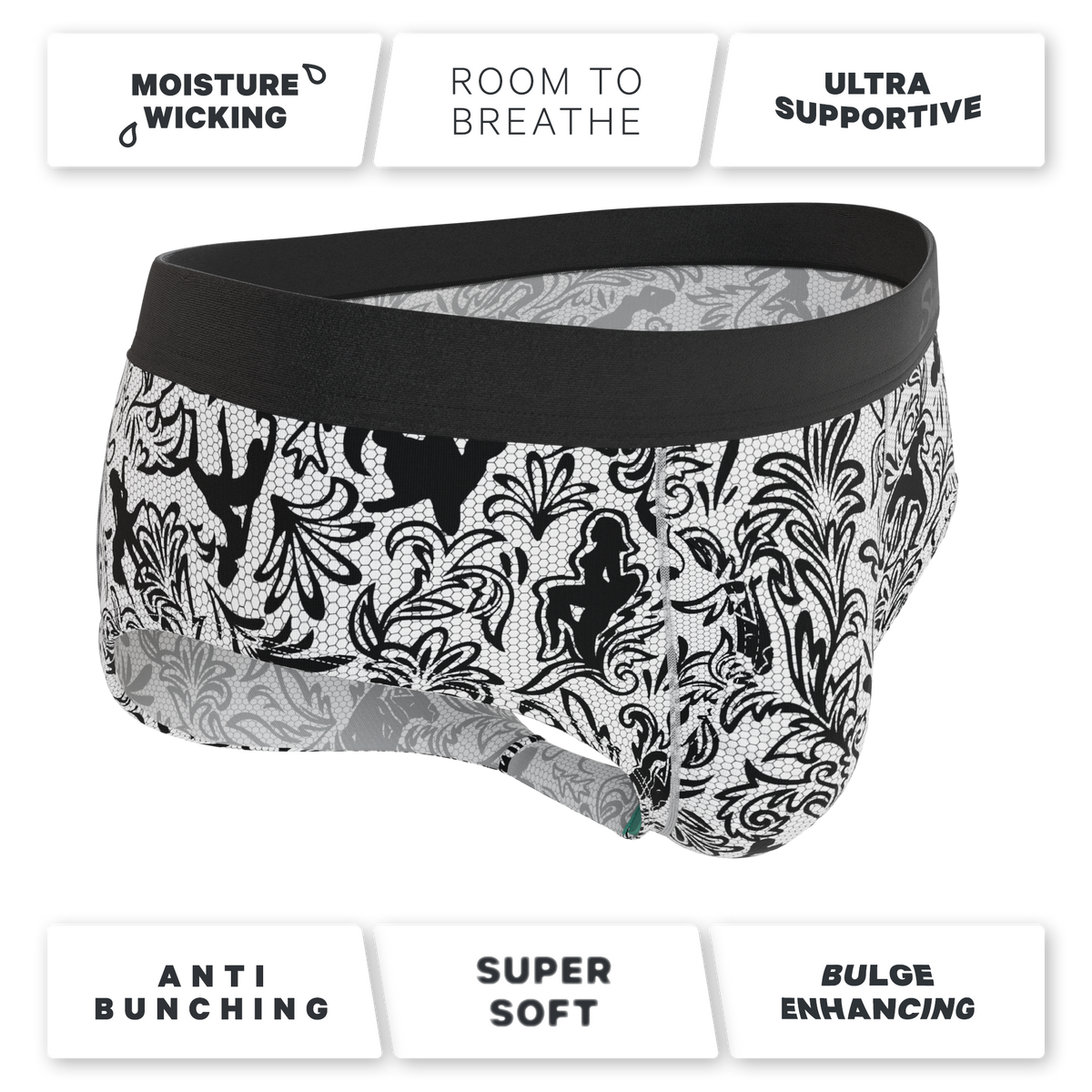 The Racy & Lacy | Provocative Lace Print Ball Hammock® Pouch Underwear Briefs - Shinesty