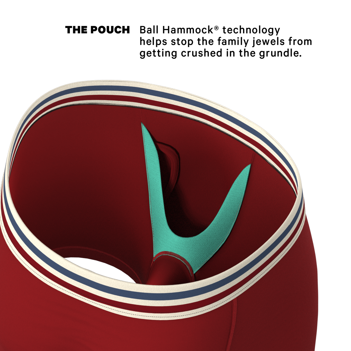 The Ready or Not | Bright Red Retro Ball Hammock® Pouch Underwear With Fly - Shinesty