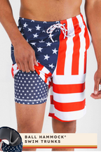 The Reagans | American Flag Patch Ball Hammock® Pouch 8" Swim Trunks - Shinesty