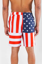 The Reagans | American Flag Patch Ball Hammock® Pouch 8" Swim Trunks - Shinesty
