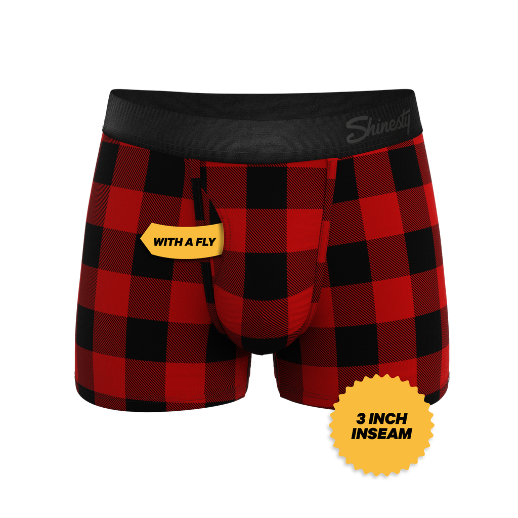 The Red & Black Lumberjack | Buffalo Check Ball Hammock® Pouch Trunks Underwear - Shinesty