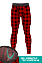 The Red & Black Lumberjack | Buffalo Check Ball Hammock® Long Johns - Shinesty