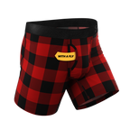 The Red & Black Lumberjack | Buffalo Check Ball Hammock® Pouch Underwear With Fly - Shinesty