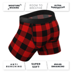 The Red & Black Lumberjack | Buffalo Check Ball Hammock® Pouch Underwear With Fly - Shinesty