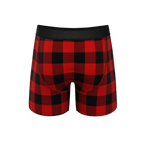 The Red & Black Lumberjack | Buffalo Check Ball Hammock® Pouch Underwear With Fly - Shinesty