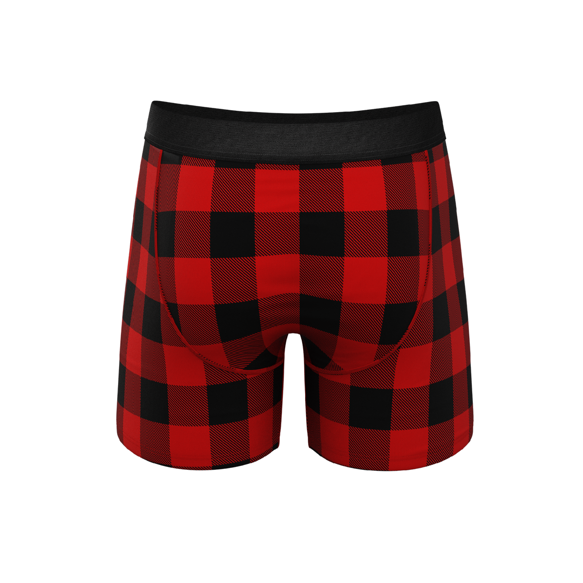 The Red & Black Lumberjack | Buffalo Check Ball Hammock® Pouch Underwear With Fly - Shinesty