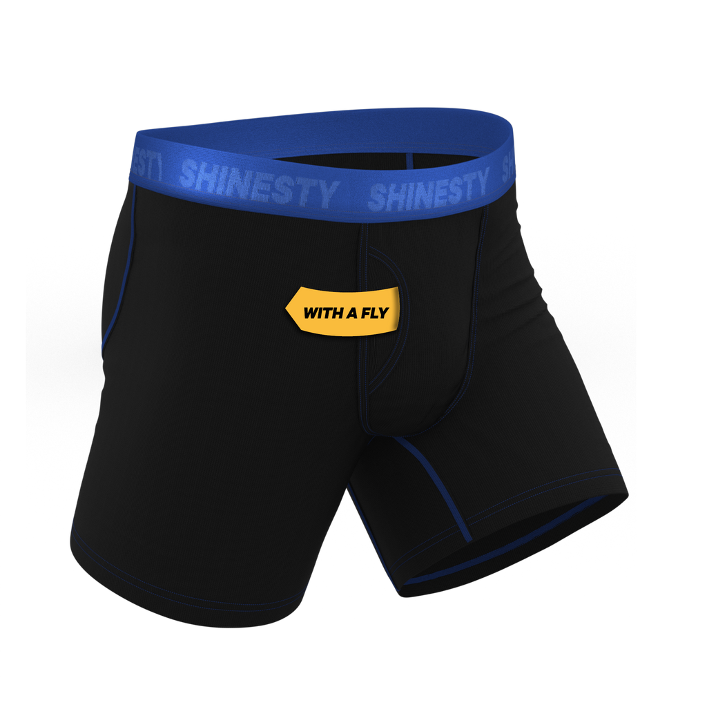 The Rhythm & Blues | Black and Blue Ball Hammock® Pouch Underwear With Fly - Shinesty