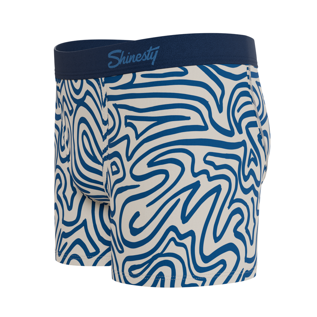 The Rio Grande | Abstract Navy Line Youth Boxer Briefs - Shinesty