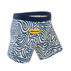 The Rio Grande | Abstract Navy Line Ball Hammock® Pouch Underwear With Fly - Shinesty