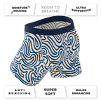 The Rio Grande | Abstract Navy Line Ball Hammock® Pouch Underwear With Fly - Shinesty