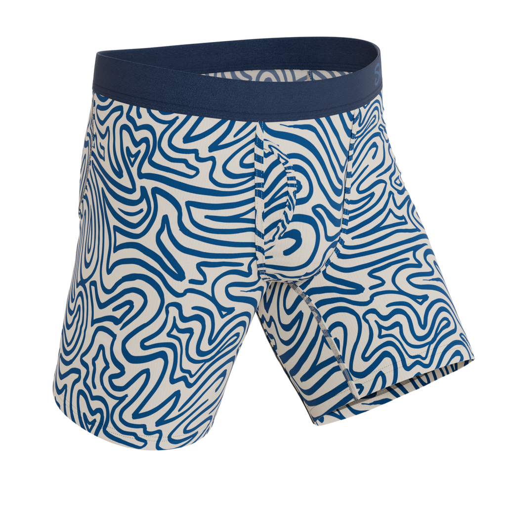 The Rio Grande | Abstract Navy Line Ball Hammock® Boxer - Long Leg - Shinesty