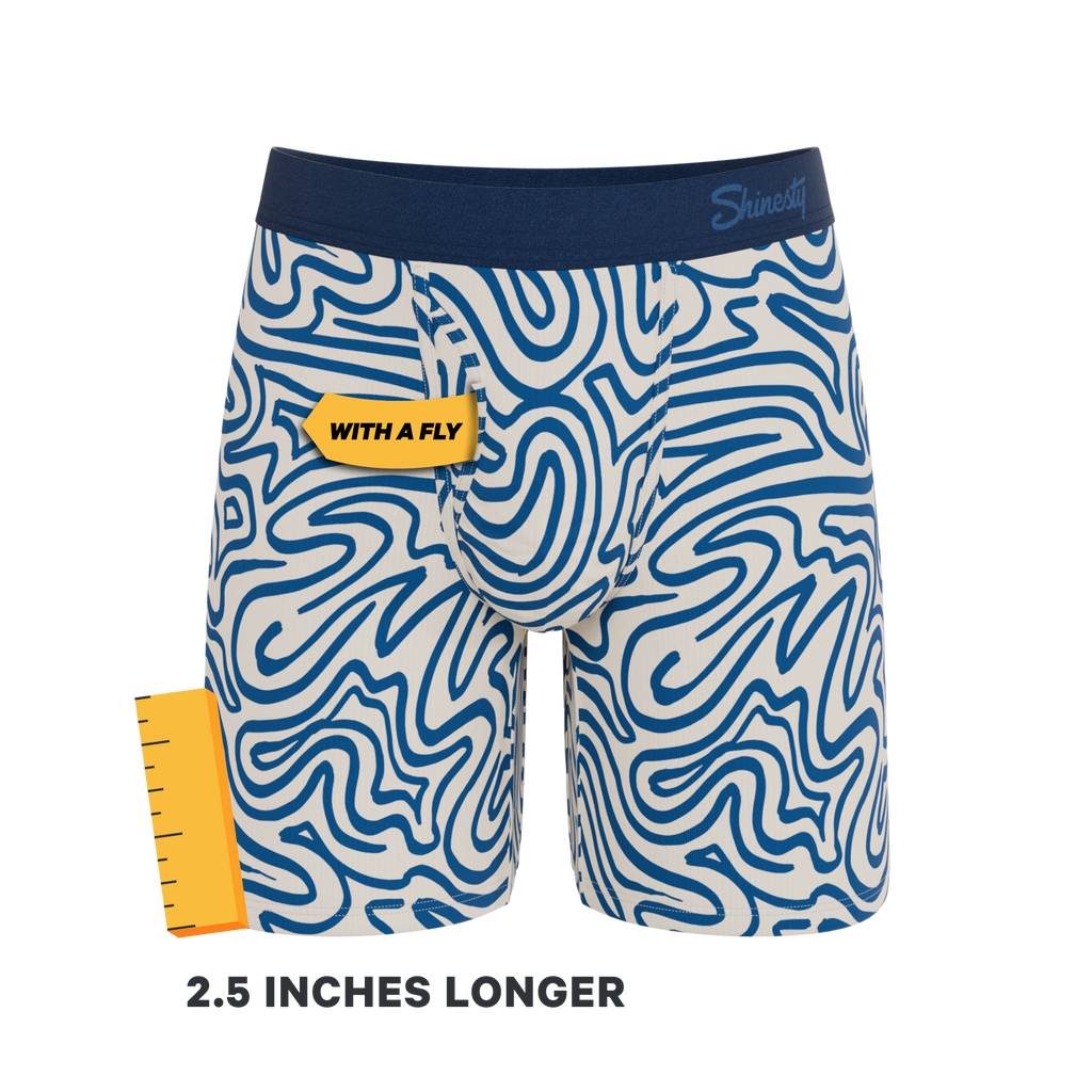 The Rio Grande | Abstract Navy Line Ball Hammock® Boxer - Long Leg - Shinesty