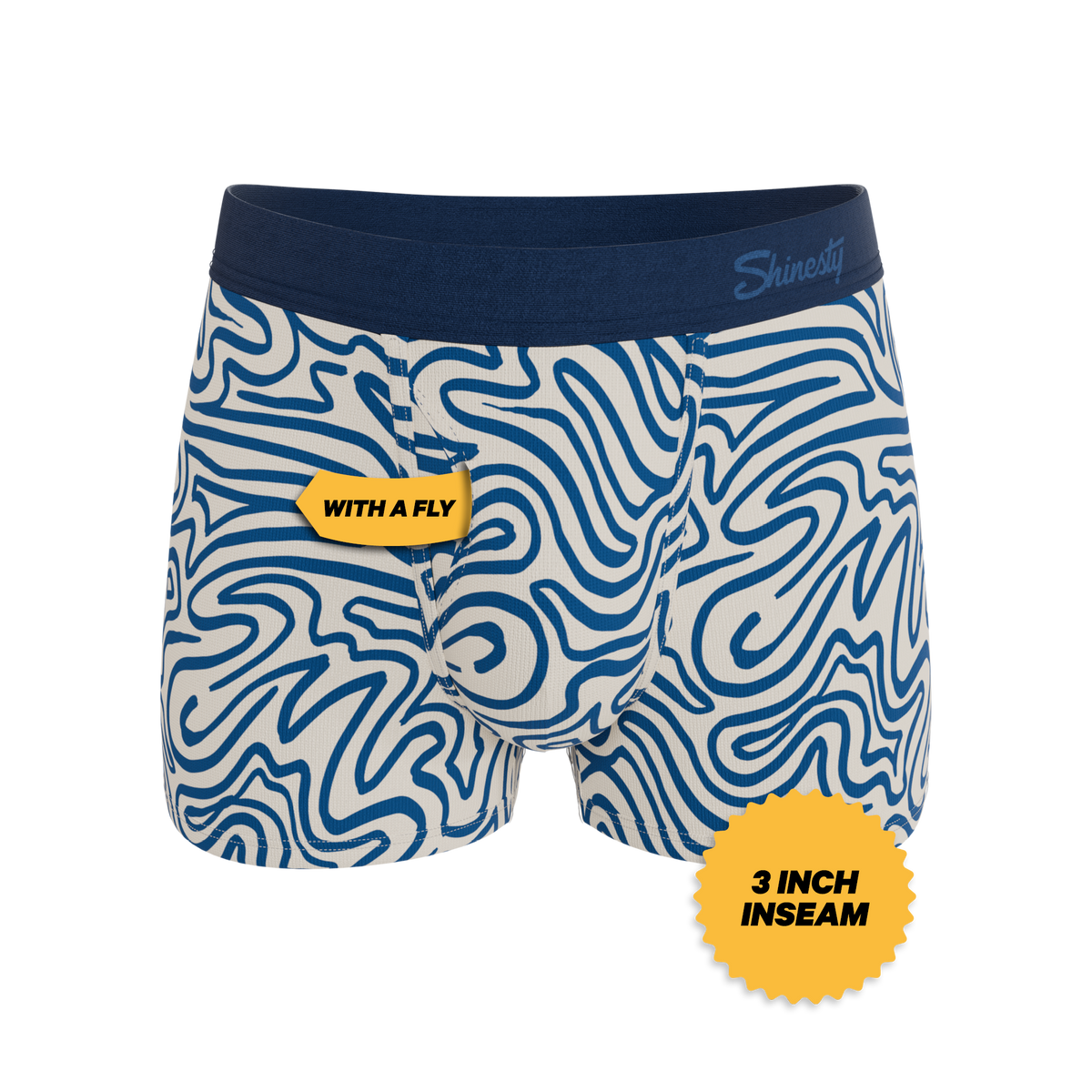 The Rio Grande | Abstract Navy Line Ball Hammock® Pouch Trunks Underwear - Shinesty