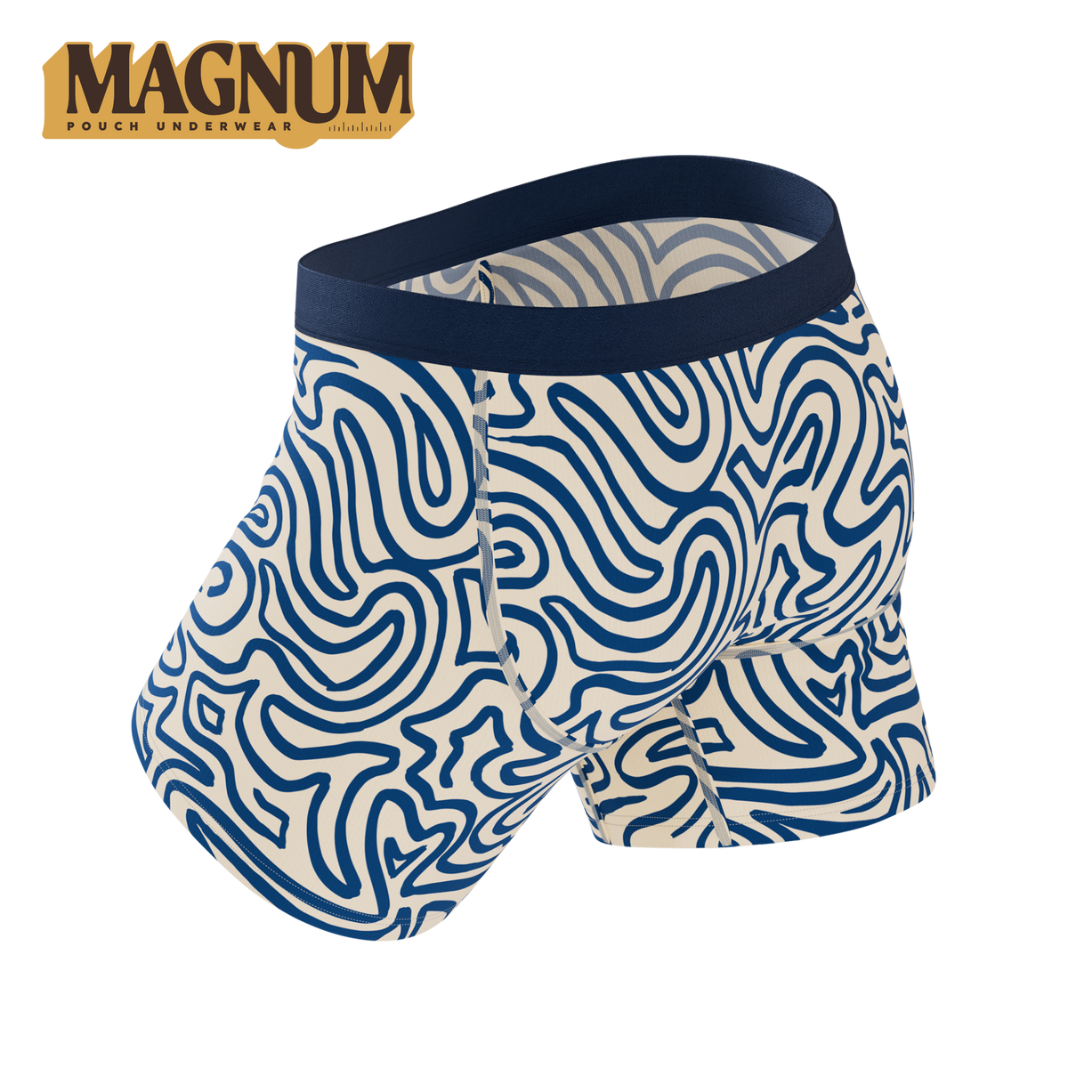 The Rio Grande | Abstract Navy Line Ball Hammock® Magnum Big Pouch Underwear - Shinesty