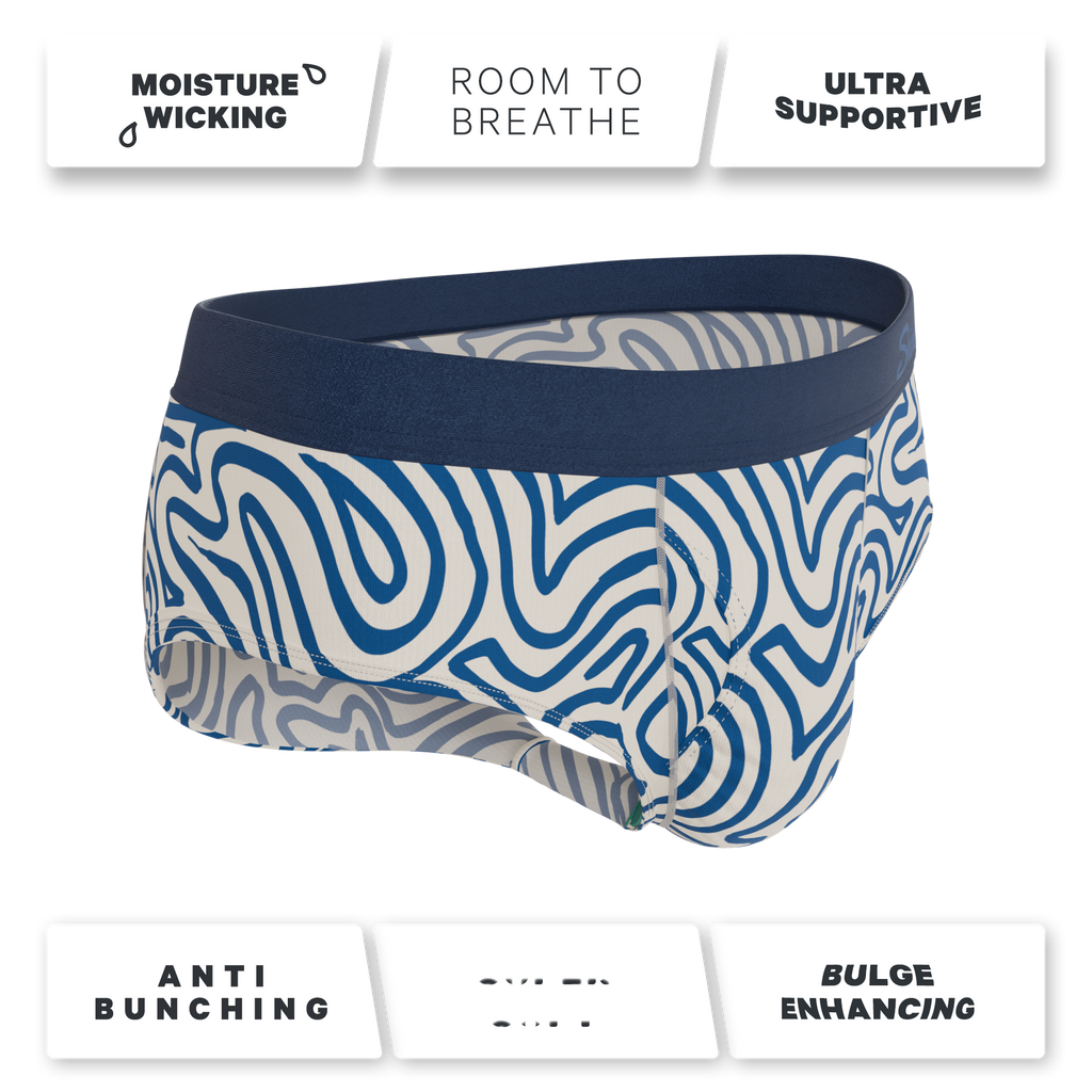 The Rio Grande | Abstract Navy Line Ball Hammock® Pouch Underwear Briefs - Shinesty