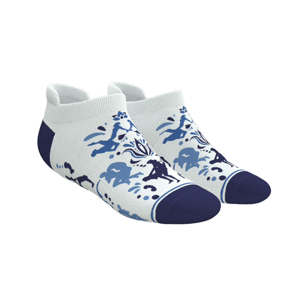 The Risqué Rorschach | Naughty Blue Willow Heel Hammock™ Ankle Socks - Shinesty