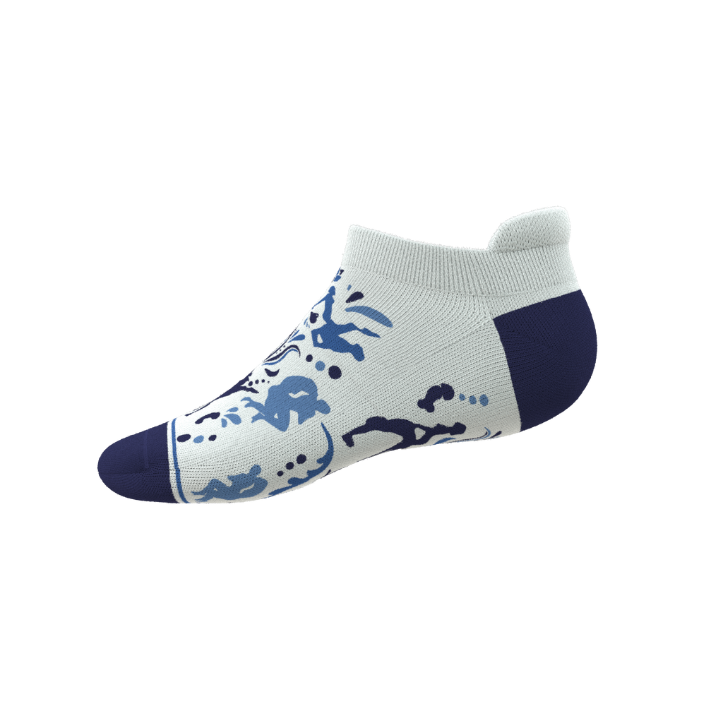 The Risqué Rorschach | Naughty Blue Willow Heel Hammock™ Ankle Socks - Shinesty