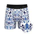The Risqué Rorschach  | Blue Willow Ball Hammock® Pouch Underwear With Fly - Shinesty