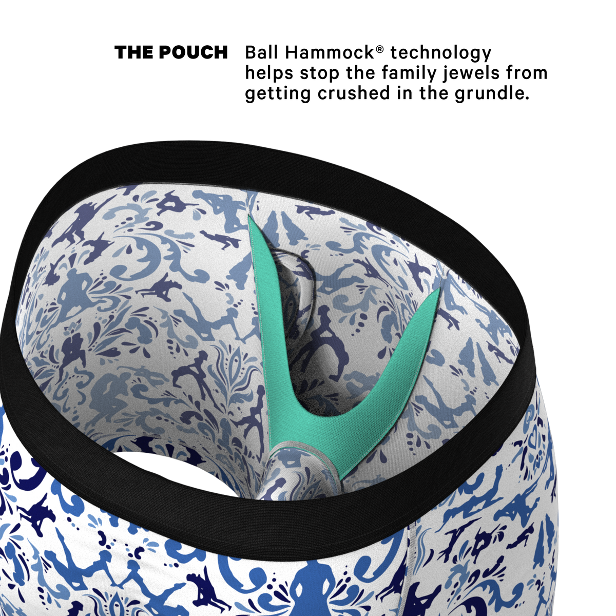 The Risqué Rorschach  | Blue Willow Ball Hammock® Pouch Underwear With Fly - Shinesty
